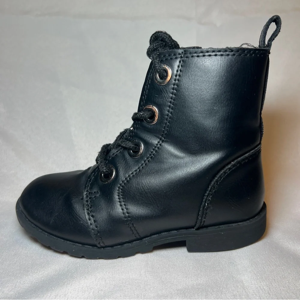 Old Navy Black Toddler Girl Size 8 Combat Boots‎ Lace Up Zipper